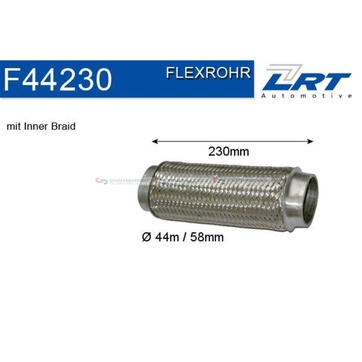 Flexrör, avgassystem 230,0mm innerväv